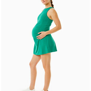 Addison Bay Smooth Sport Green Nylon Panama Active Maternity Dress Size S